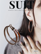 ANAMU东大门24纯色皮质大耳圈日韩简约高级时尚耳环多色可选