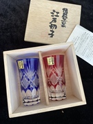日本制 江户切子 手工制作 酒杯 玻璃杯 对杯 2-190