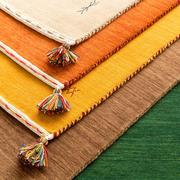 印度进口简约客厅手工羊毛Gabbeh地毯簇绒素雅卧室茶几垫