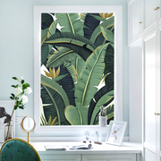玻璃贴纸透光不透明窗贴卫生间浴室，门改造贴膜遮光叶子植物窗户纸
