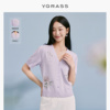 VGRASS独特别致温柔风淡紫色针织衫夏季气质V领VZO1O23070