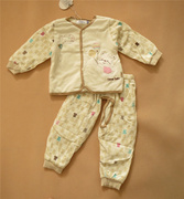 品牌婴儿孩子男女宝宝童装秋冬装纯棉开衫保暖薄棉衣两件套装开档