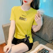 短袖夏季韩版女洋气修身不规则夏天短款t恤半袖打底衫上衣潮