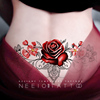 neeio纹身贴 红玫瑰藤蔓珠宝链 性感腰肚子遮挡剖腹产疤痕 防水女