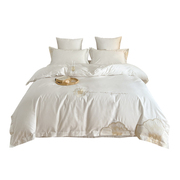 高级感床品欧式天丝四件套全棉被套，床单纯棉轻p奢，冰丝白色床上用