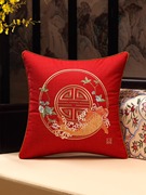 新中式抱枕客厅靠背沙发靠背刺绣可拆洗刺绣大号亚麻靠包国风古典