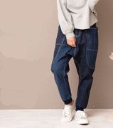 巨显瘦日本多次返单薄款2021日系贵牌松紧腰彩色拼接个性哈伦长裤