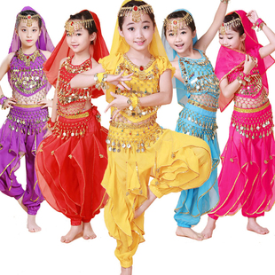 儿童印度舞蹈服女童，肚皮舞演出服装少幼儿，民族新疆短袖表演服