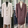 0215冬款ezio韩版男士，乳白色棕色外套，羊绒混纺切斯特毛呢大衣2色