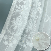 现代简约窗帘成品钉珠绣花白纱，北欧风格客厅隔断卧室窗纱