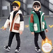 男童风衣外套冬装韩版洋气男孩中大儿童中长款加绒加厚大衣潮