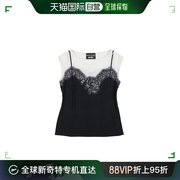 香港直邮moschino莫斯奇诺女士t恤黑白拼色棉质蕾丝边饰时尚