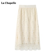 拉夏贝尔/La Chapelle高腰蕾丝两面穿半身裙女秋冬中长款裙子
