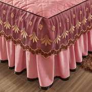 定制欧式夹棉水晶绒蕾丝床裙单件15m加厚保暖裙式床单床罩床套18