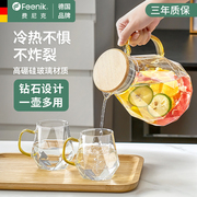 德国FEENIK冷水壶家用玻璃耐高温大容量泡茶壶冰箱凉水壶套装水杯