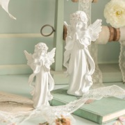 复古森林欧式甜美祈祷少女，天使白色树脂，桌面摆件家居样板房装饰品