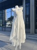 原创设计cherrykitty月光白裙夏季海边仙女白月光感，亮纱雪纺长裙