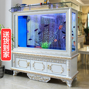 欧式鱼缸水族箱长方形客厅家用屏风，大型底滤金鱼缸(金鱼缸，)玻璃懒人免换水