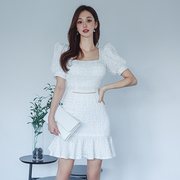 超仙绝美小裙子两件套奶系上衣白色短裙夏今年流行漂亮套装裙轻熟