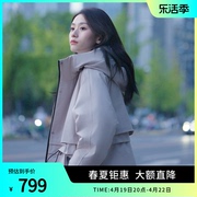 波司登羽绒服女士连帽设计抽绳收腰时尚廓形工装风派克服纯色简约