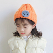 韩版儿童毛线帽子女童时尚保暖帽，男童针织帽潮，秋冬宝宝笑脸套头帽