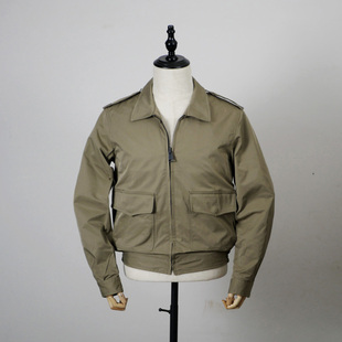 美军少校肩章装饰卡其军绿翻领修身短款男式夹克外套