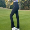 高尔夫裤子女裤高腰微喇运动球裤显瘦速干开叉裤女士黑色长裤