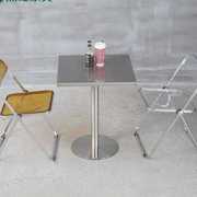 咖啡厅餐桌工业风不锈钢桌子金属长方形桌椅组合户外奶茶店桌
