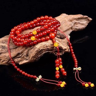 天然巴西玛瑙佛珠108颗念珠红玛瑙男女手链项链了心佛珠