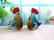 水晶公鸡母鸡酒柜，装饰摆设玻璃琉璃工艺品创意，生肖动物生日礼物