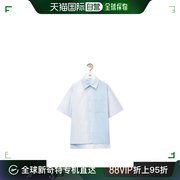 欧洲直邮LOEWE浅蓝色条纹棉布短袖衬衫