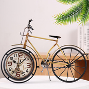 欧式创意复古铁艺自行车钟表时钟立体装饰摆件电视柜怀旧工业风