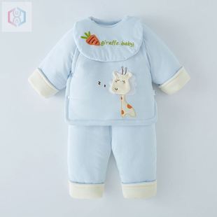 婴儿套装秋冬款棉衣，冬季保暖两件男女宝宝，加厚棉衣服新生0-3-6个