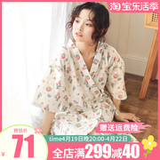 睡裙夏季女款2024日式睡衣纯欲浴袍纯棉纱布短袖和服家居服