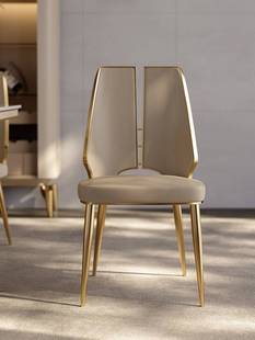 不锈钢轻奢餐椅家用餐厅凳子靠背椅子现代简约网红真皮椅吃饭