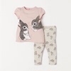 女童粉红兔子短袖t恤打底裤套装夏季宝宝纯棉，上衣长裤两件套休闲