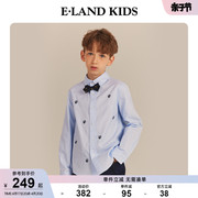 eland kids衣恋童装2024年春季男童绅士帅气休闲领结长袖衬衫