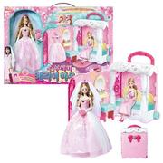 韩国直邮mimiworld儿童芭比婚纱洋娃娃女孩仿真行李箱过家家玩具