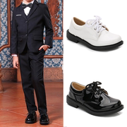 白黑色(白黑色)男童小皮鞋英伦风小学生大码开学毕业典礼初中生校服演出鞋