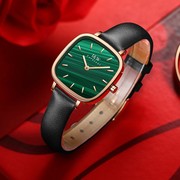 IW瑞士机芯手表女表女士小绿表时尚百搭方形超薄防水精致气质腕表