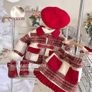 妙旋童装女童套装冬装2023韩版儿童冬季加绒加厚休闲两件套潮