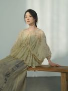 文言原创中国风丝棉，印花蝙蝠袖，宽松大码衬衫仙气飘逸古典式上衣女