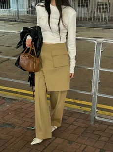 现韩国东大门Made女2024春季时髦气质高腰显瘦两件套休闲裙裤