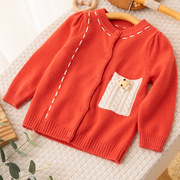 女宝宝羊绒开衫儿童毛衣外套单排扣甜美公主风洋气手工针织线保暖
