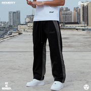 REMEFIT 可调节双版型涤棉速干撞色拼接拉链运动弹力长裤针织长裤