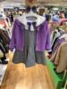 韩国中大童装秋女童英伦，风淑女假两件连衣裙紫色毛衣开衫