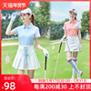 高尔夫球女士短袖T恤POLO衫翻领运动休闲女装白蓝色撞色上衣服装