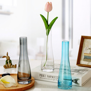 彩色小花瓶单支花瓶玻璃，餐桌小号花插台面，花瓶现代简约花器透明