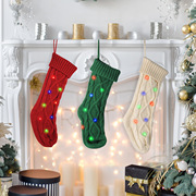 led发光圣诞袜子礼物袋，圣诞树装饰袜，针织圣诞老人袜子