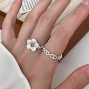 韩版花朵猪鼻子戒指女小众设计时尚简约镂空五瓣花指环百搭高级感